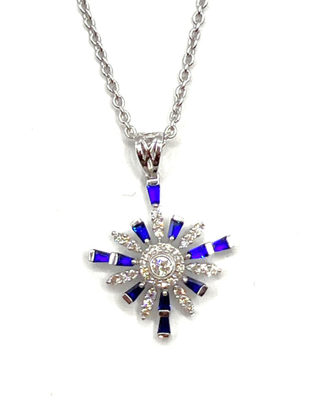 14k Gold Star of Bethlehem with Sapphire & Diamond Necklace